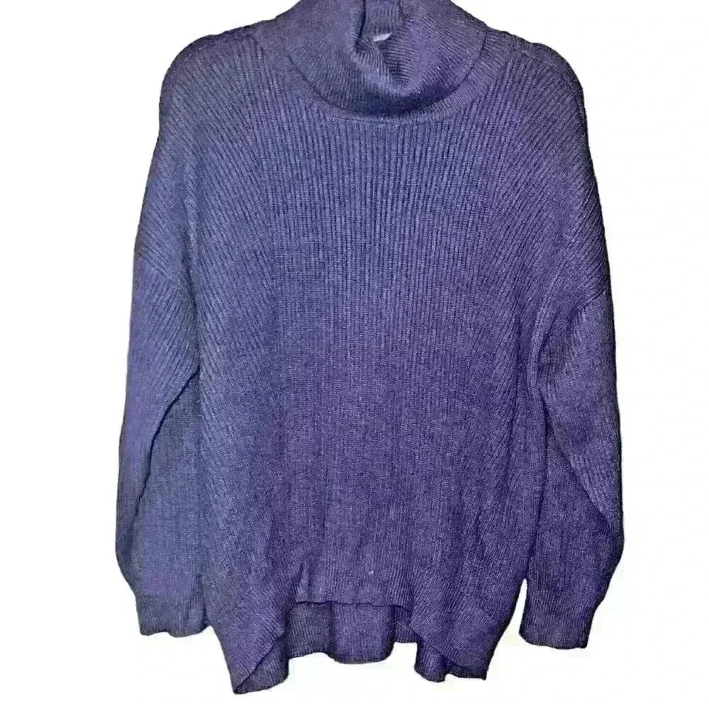 Office Cozy Normcore NEW DIRECTION Ribbed Turtleneck Sweater XL Oversized